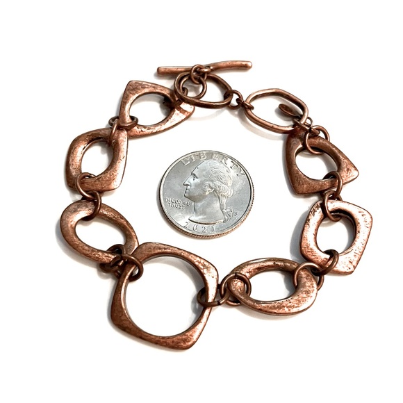 ⌛️Vintage 1980s  Copper Modern shapes link bracelet - Picture 4 of 4